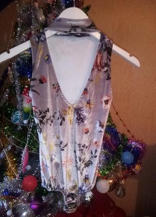 Крутой бархатный боди с чокером, xs, missguided