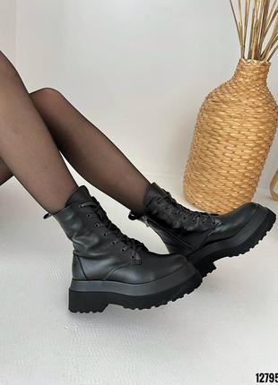 Женские кожаные зимние ботинки берцы