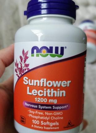 Подсолнечный лецитин от now, 100 капсул
