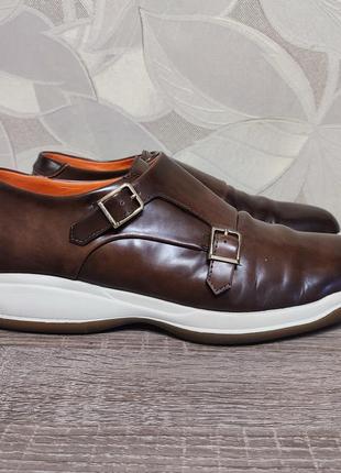 Мужские кожаные кроссовки монкие santoni size 8/9/43/28
