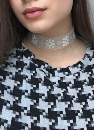 Авторская прозрачная силика с белыми снежинками