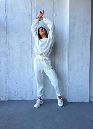 Теплый базовый женский комплект parker костюм свитшот и штаны на флисе