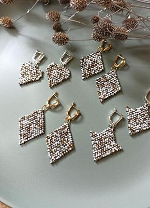 Серьги из бисера японского мрамора