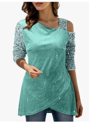 Стильная супербатальная туника блуза кофта рукава пайетки