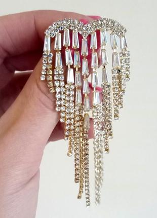 Брошь брош с камушками подвижная сердце новая
