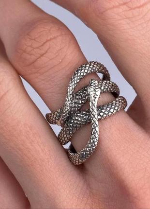 Кольцо серебро 925 колечко серебряное змея 🐍 имп 10152