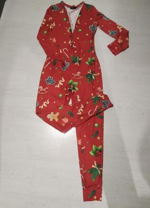 Пижама с новогодними мотивами для девочки подростка, размер s, кигуруми
