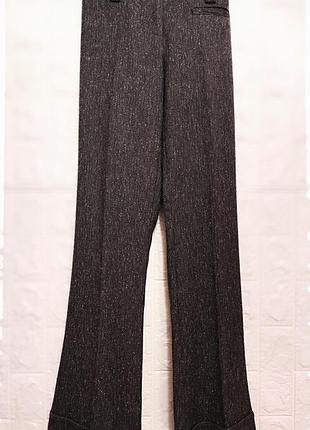 Теплые брюки клеш с принтом елка