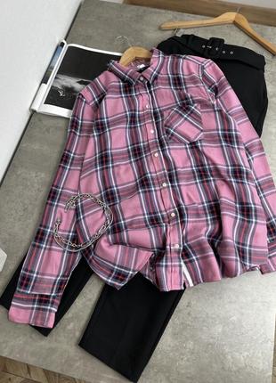 Розовая рубашка в клетку gap