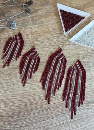 Серьги из бисера длинные