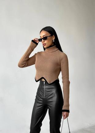 Теплый укороченный свитер гольф с шерстью (6 цветов)