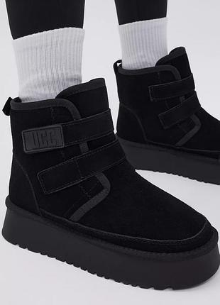 Замшевые угги на липучке