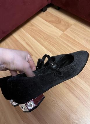 Нарядные черные бархат туфли новогодние Камни river island zara