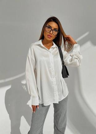 Шелковая рубашка свободного кроя женская базовая рубашка