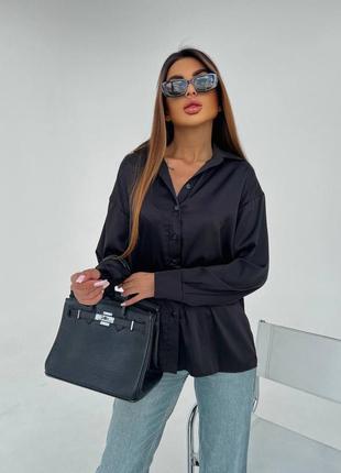 Шелковая рубашка свободного кроя женская базовая рубашка