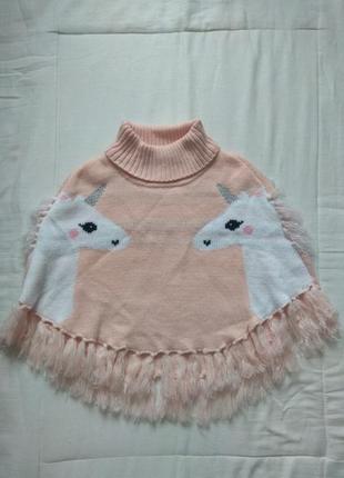 Пончо накидка на девочку с единорожкой h&m