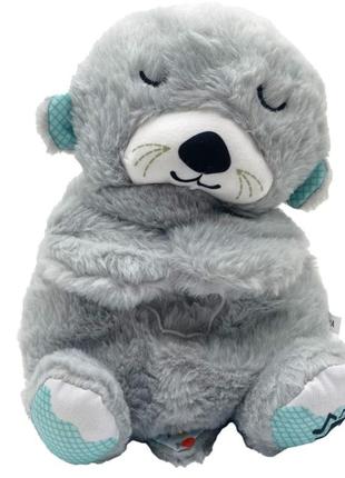 М'яка іграшка видра "казкові сни" zb-332(brown) коричневий, дихає, музика та світло