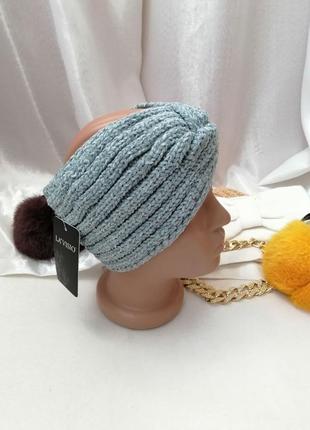 В'язана плюшева пов'язка з люрексом на голову м'який ніжний велюр