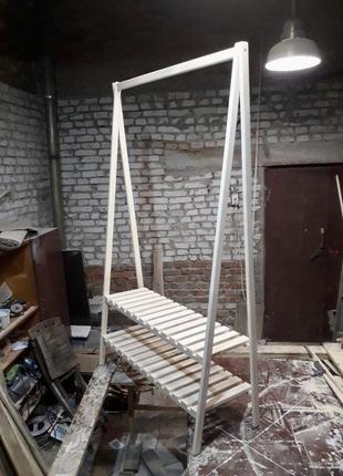 Вешалка напольная. рейл стойка для одежды деревянная