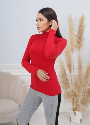 Базовый женский трикотажный гольф на флисе приталенный зимний