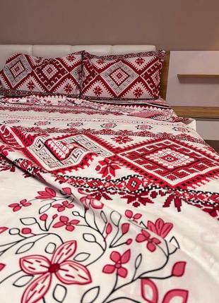 Бязевый комплект постельного белья «волшебница» с украинской вышивкой полутораспальный, двуспальный, евро и семейный