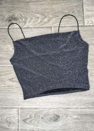Бомбезный топ серебристый h&m