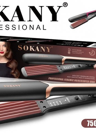Щипцы гофре для волос sokany sk-1906 профессиональные утюжок плойка с индикатором работы 40 вт черны