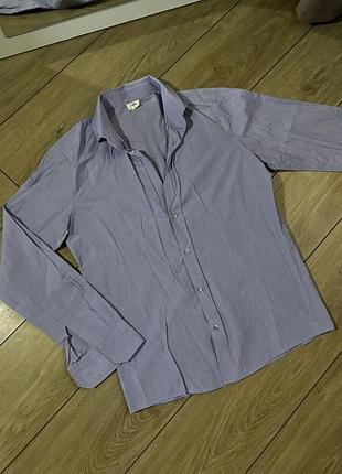 Синя/голуба рубашка в клітинку