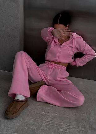 Спортивний костюм з джогерами на резинці / спорт костюм трьохнитка на тонкому флісі / весняні костюми / жіночі спортивні костюми3 фото