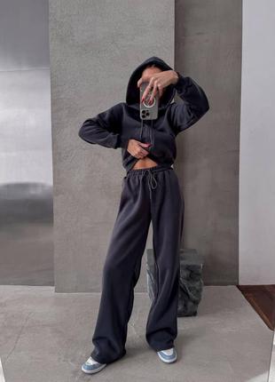 Спортивний костюм з джогерами на резинці / спорт костюм трьохнитка на тонкому флісі / весняні костюми / жіночі спортивні костюми7 фото