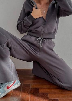 Спортивний костюм з джогерами на резинці / спорт костюм трьохнитка на тонкому флісі / весняні костюми / жіночі спортивні костюми8 фото