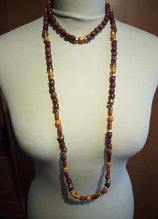 Длинные бусы на шею- крупное украшение хенд мейд винтаж этно бохо