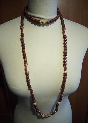 Длинные бусы на шею- крупное украшение хенд мейд винтаж этно бохо