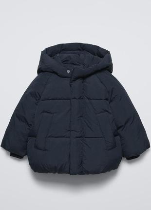 Зимняя водостойкая куртка zara синяя, на флисе рост 104, 110 и 116 см