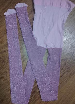 Розовый капрон колготы девочке,люрекс блестящие