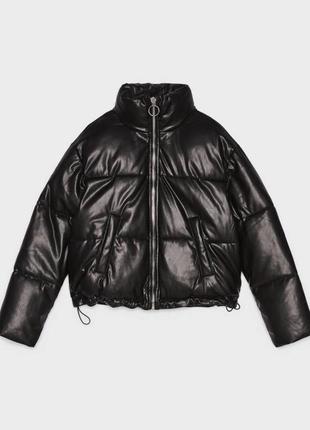 Пуффер кожаный пуховик куртка bershka