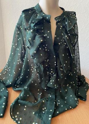 Неймовірна темно-зелена 🫛 блузка блуза сорочка прошва та горох