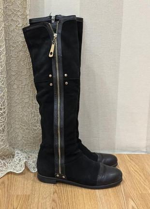Сапоги женские замша и кожа