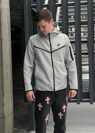 Мужская зип-кофта nike tech fleece grey