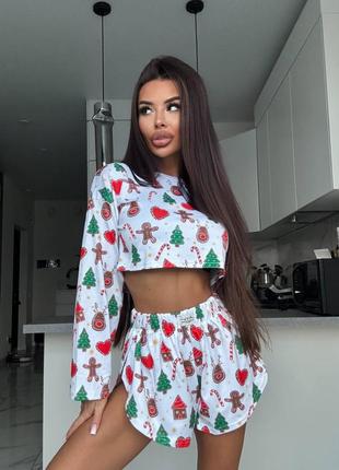 Новогодняя пижамка в ярком цвете var-401