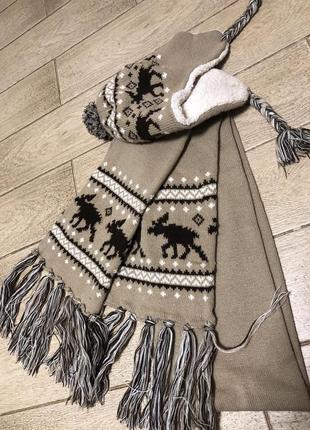 Яскравий зимовий набір (шапка, шарф)