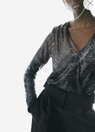 Боді в пайетках блестящий в стразах h&m оригинал