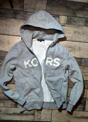 Женская брендовая кофта с капюшоном michael kors в сером цвете на молнии размер xs