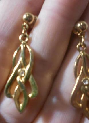 Винтажные кельтские серьги с кристаллом в позолоте ,англия