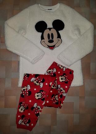 Мега теплый комплект микки 12-13 лет минни minnie mouse пижама плюш-велюр disney 158 см
