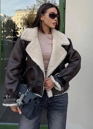 Дубленка шоколадная женская