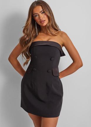 Черное платье мини без бретелей kaiia