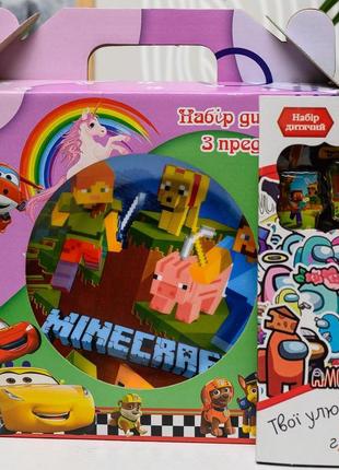 Набор детской посуды из стеклокерамики "майнкрафт"