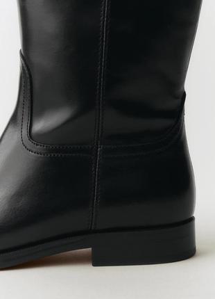 Сапоги женские черные кожаные mango new3 фото