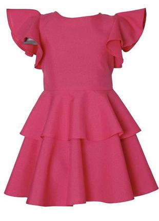 Платье детское розовое малиновое с воланами нарядное